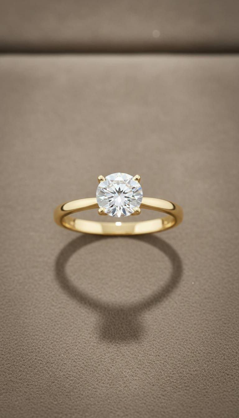 18k Gold Solitaire Diamond Ring