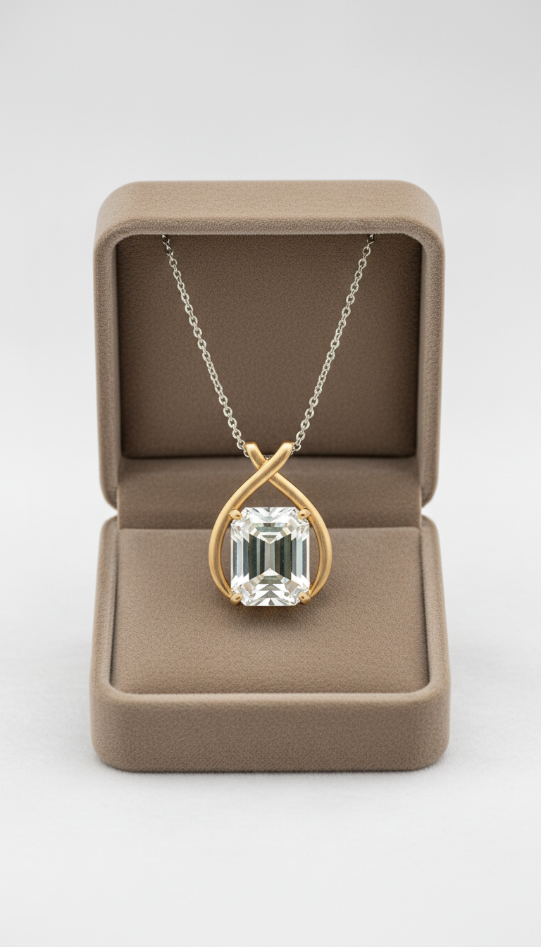 Emerald-Cut Rare Gemstone Pendant Necklace