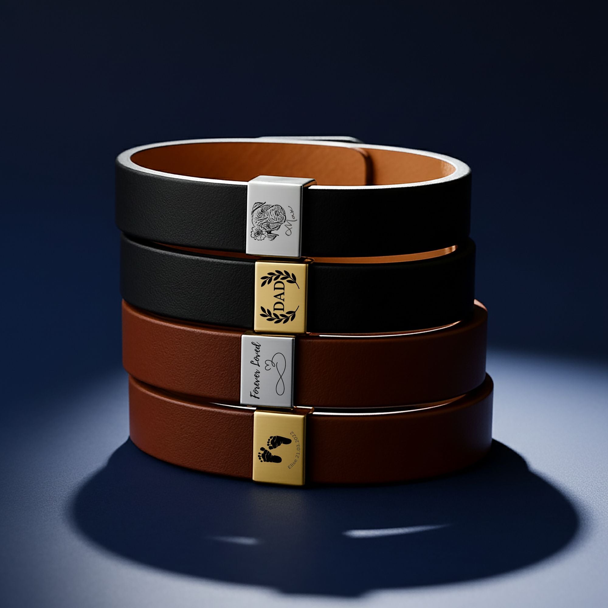 Premium Engraved Men's Leather Bracelet