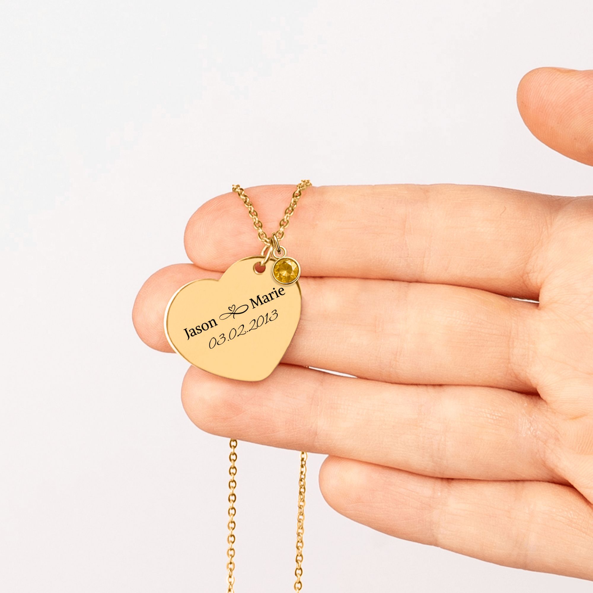 Heart Necklace with Birthstone