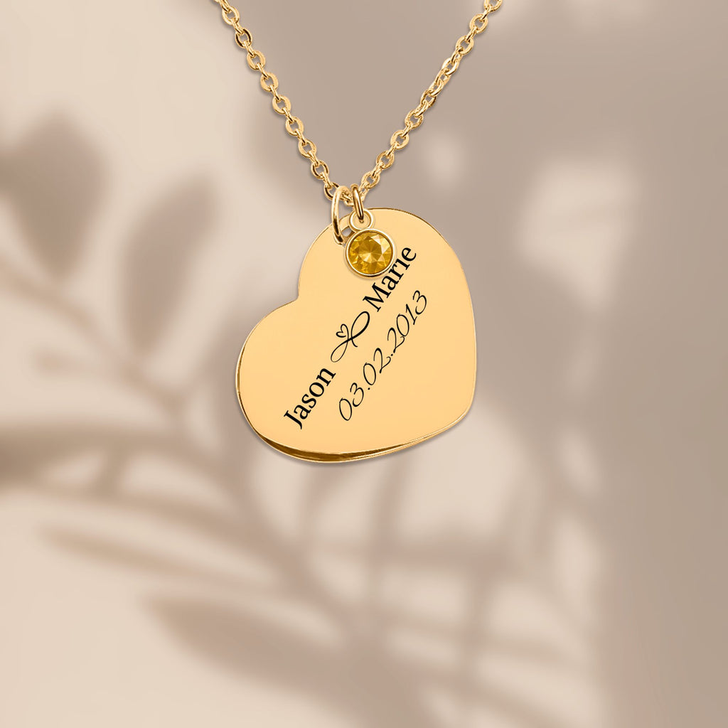 Heart Necklace with Birthstone