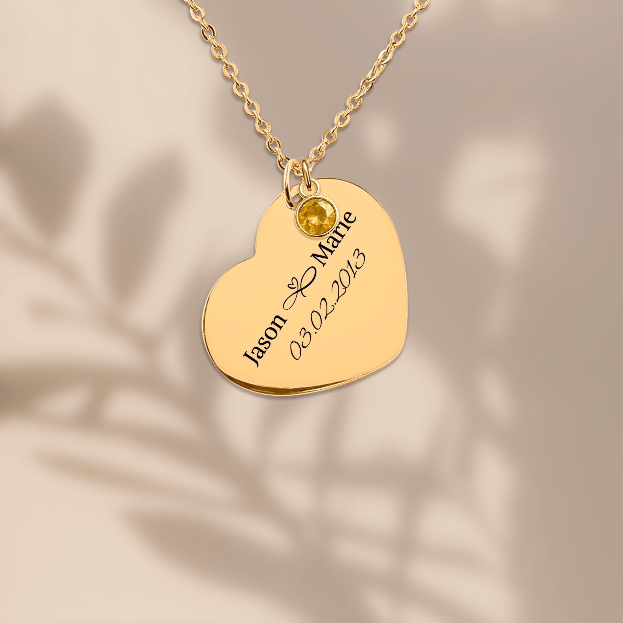 Heart Necklace with Birthstone