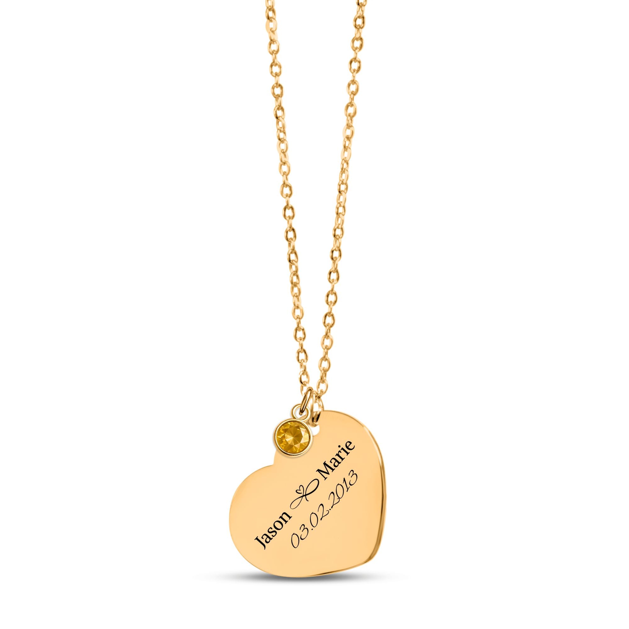 Heart Necklace with Birthstone