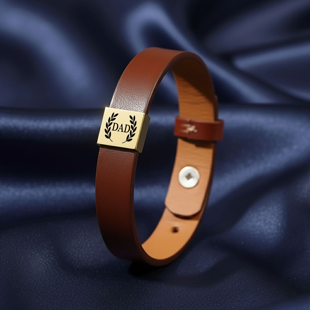 Premium Engraved Men's Leather Bracelet