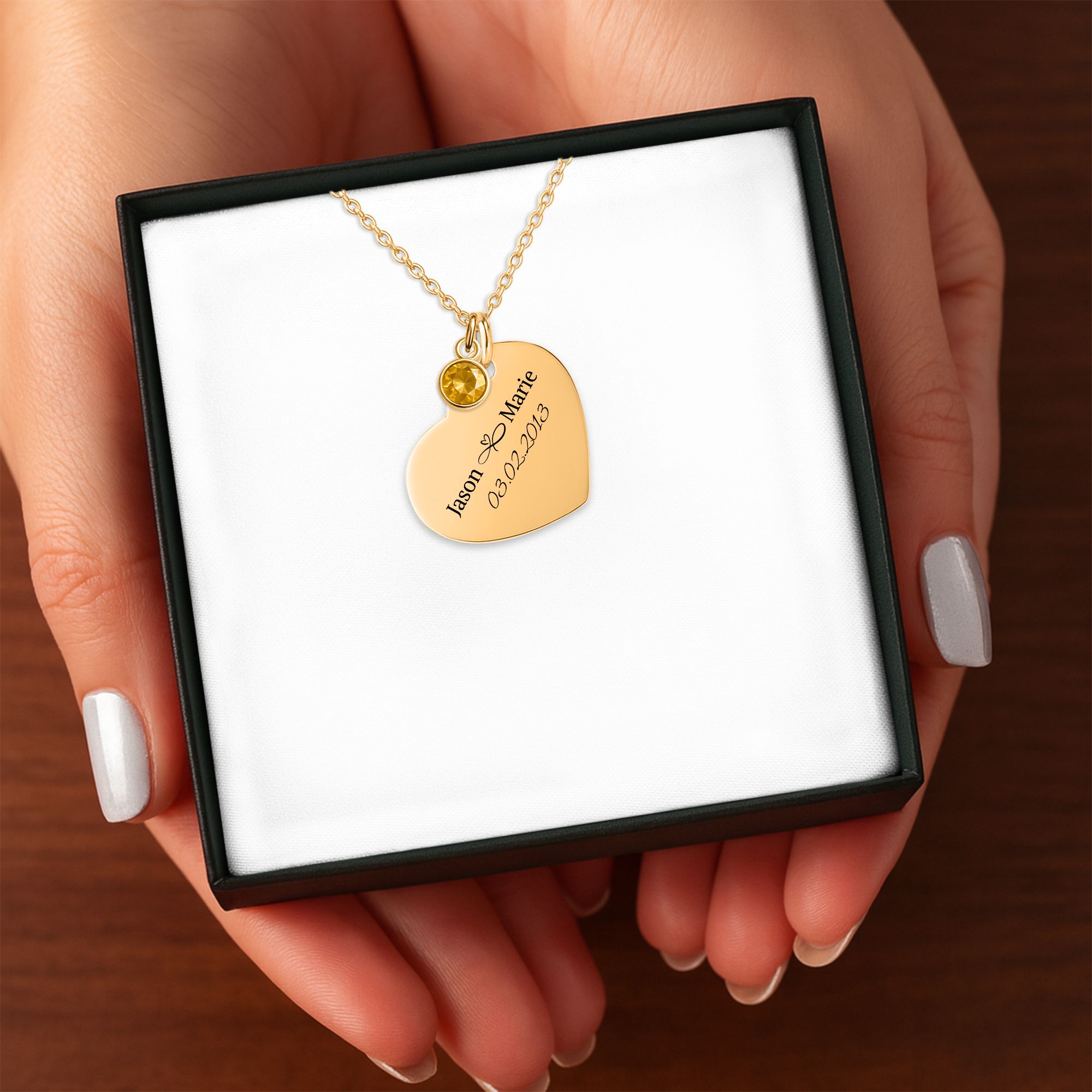 Heart Necklace with Birthstone