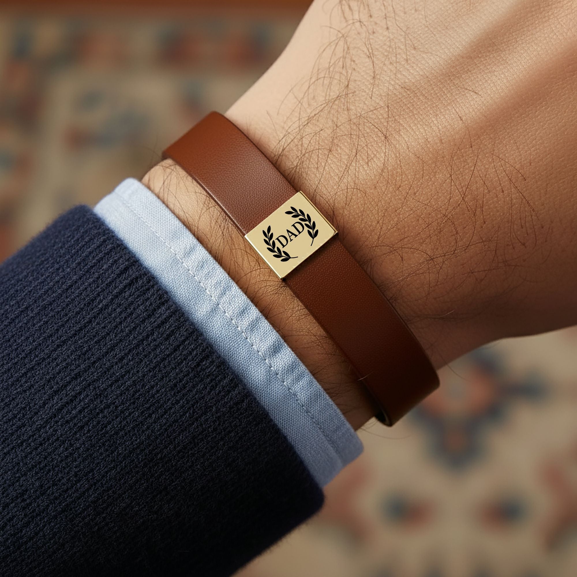 Premium Engraved Men's Leather Bracelet
